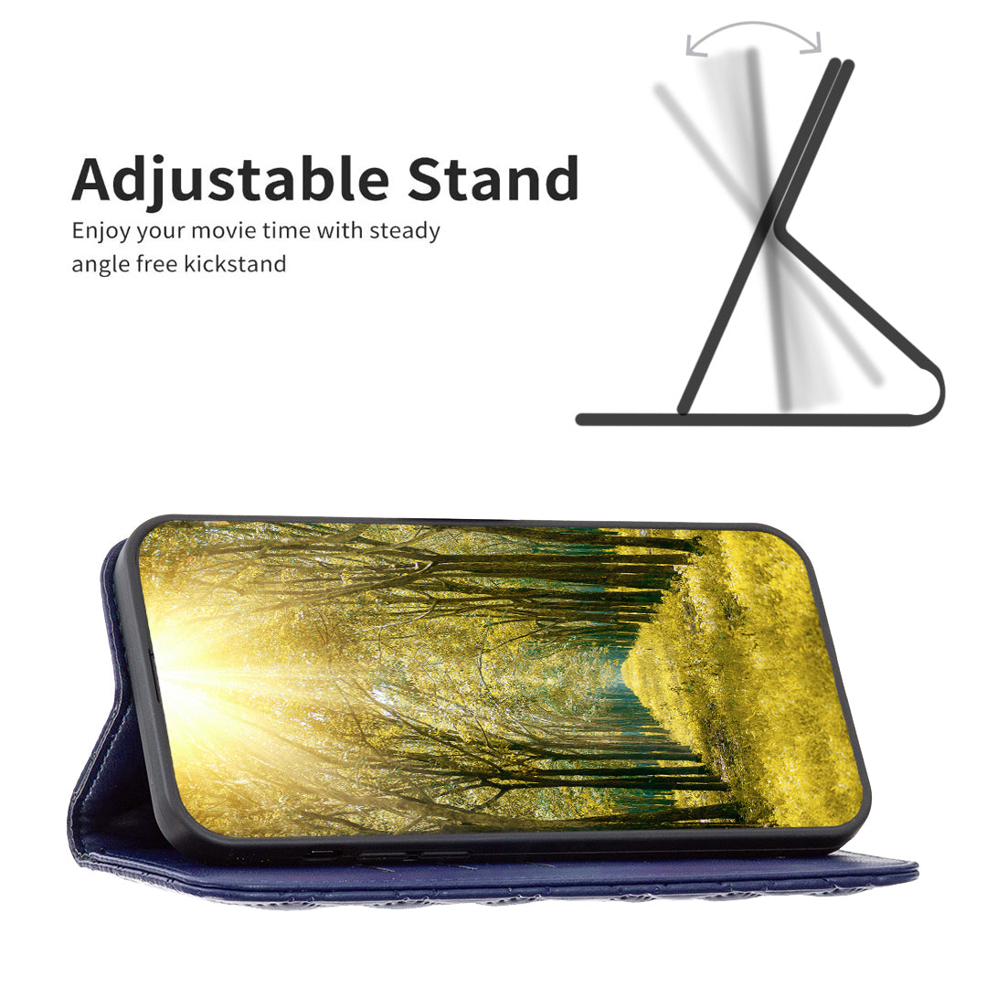 BINFEN COLOR BF Style-16 For Motorola Moto G24 4G / G04 4G PU Leather Wallet Case Card Holder - Blue