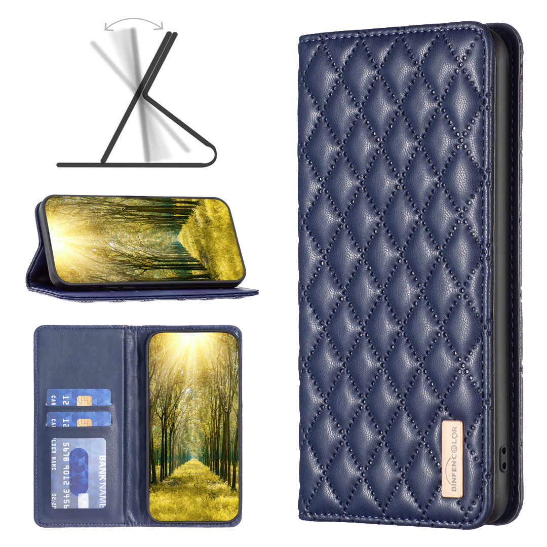 BINFEN COLOR BF Style-16 For Motorola Moto G24 4G / G04 4G PU Leather Wallet Case Card Holder - Blue