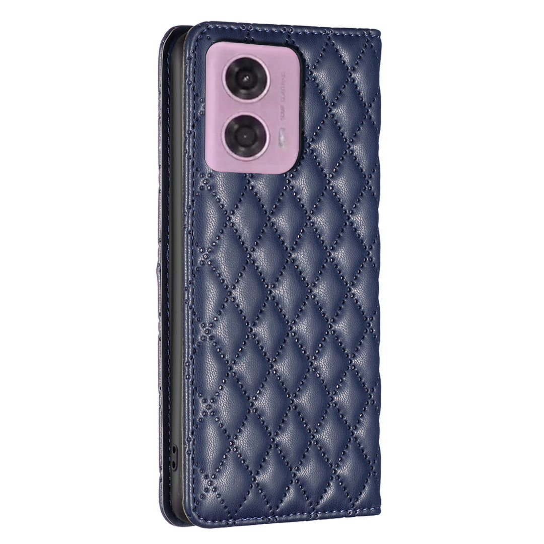 BINFEN COLOR BF Style-16 For Motorola Moto G24 4G / G04 4G PU Leather Wallet Case Card Holder - Blue