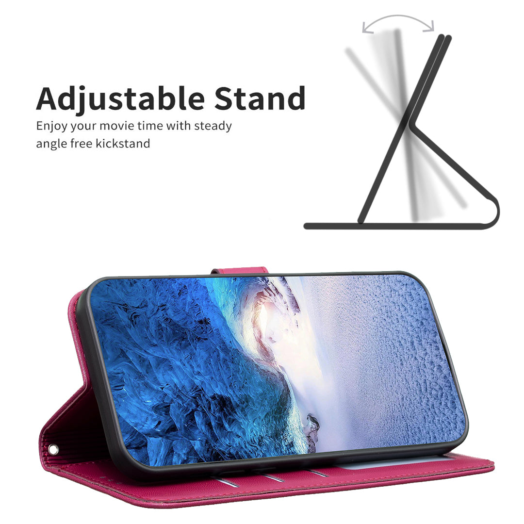 For Motorola Moto G24 4G / G04 4G Clover Pattern Leather Case Phone Wallet Stand - Rose