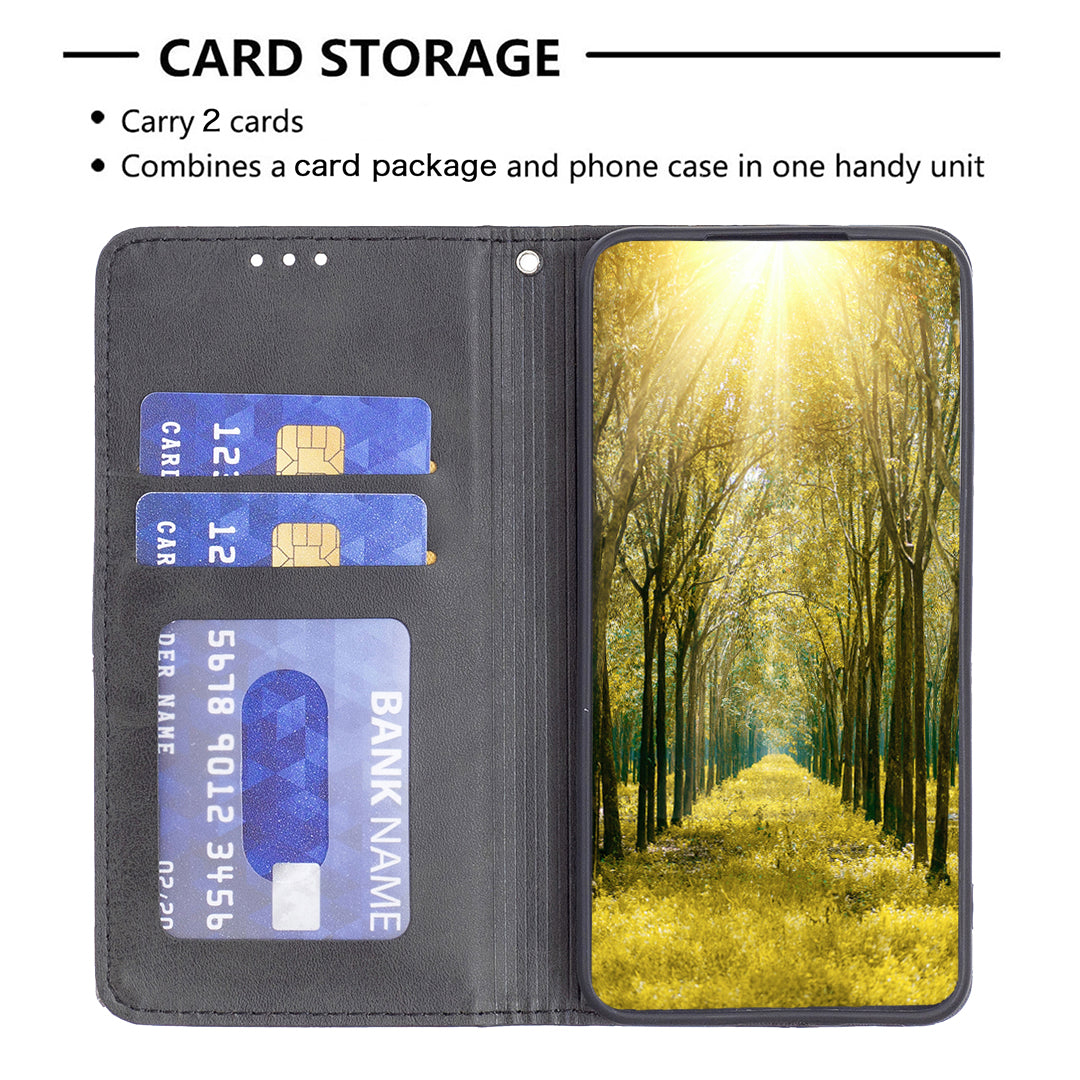 For Motorola Moto G24 4G / G04 4G Phone Case with Card Slots Imprinted PU Leather Cover - Black