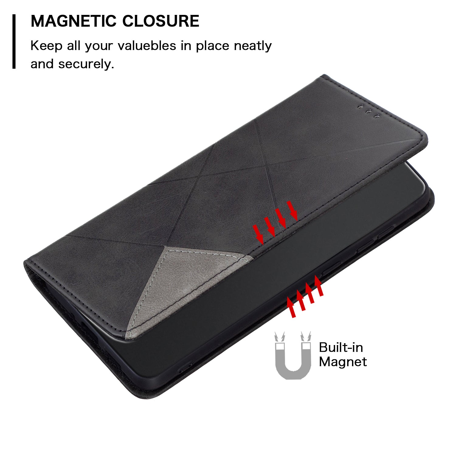 For Motorola Moto G24 4G / G04 4G Phone Case with Card Slots Imprinted PU Leather Cover - Black