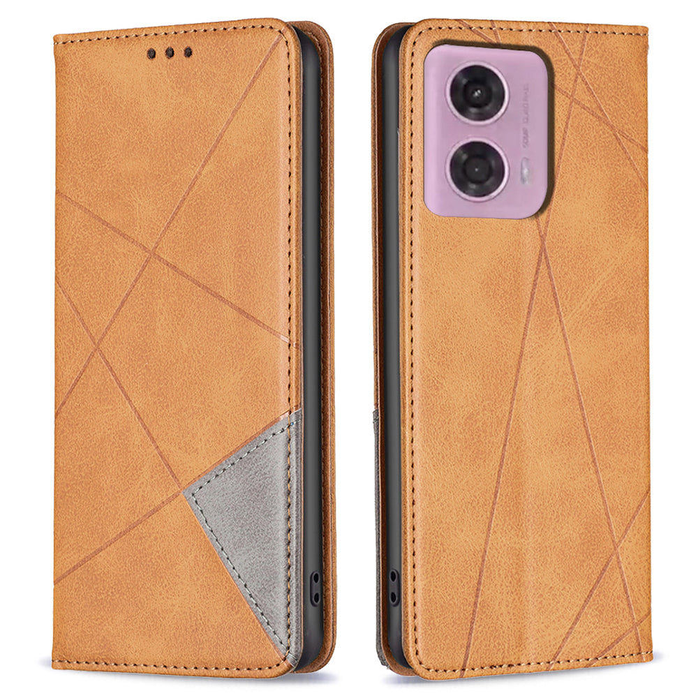 For Motorola Moto G24 4G / G04 4G Phone Case with Card Slots Imprinted PU Leather Cover - Black