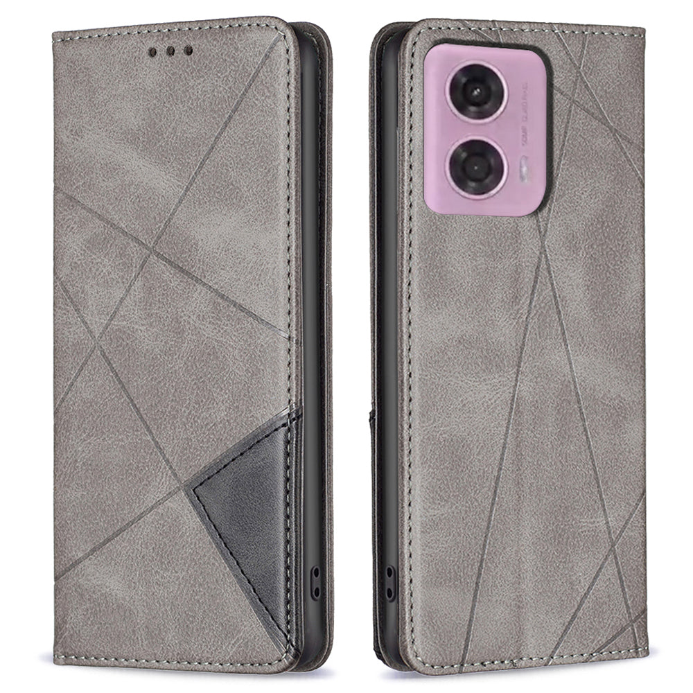 For Motorola Moto G24 4G / G04 4G Phone Case with Card Slots Imprinted PU Leather Cover - Black
