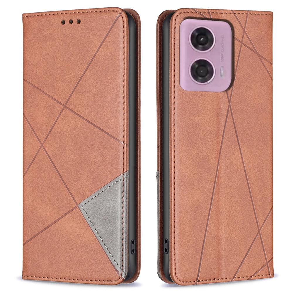 For Motorola Moto G24 4G / G04 4G Phone Case with Card Slots Imprinted PU Leather Cover - Black