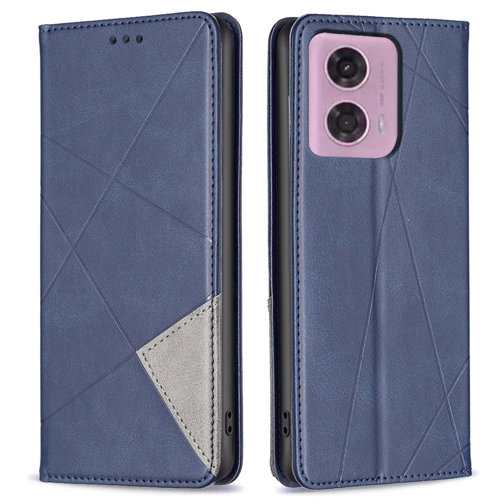 For Motorola Moto G24 4G / G04 4G Phone Case with Card Slots Imprinted PU Leather Cover - Black