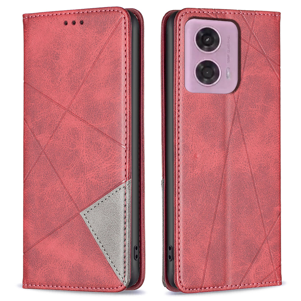 For Motorola Moto G24 4G / G04 4G Phone Case with Card Slots Imprinted PU Leather Cover - Black