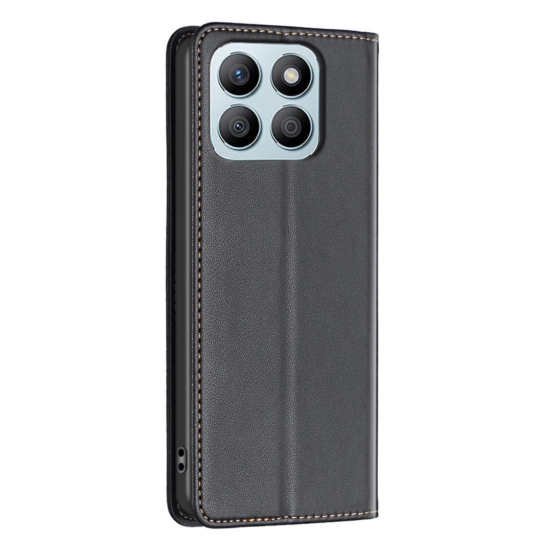 BINFEN COLOR BF18 For Honor X8b 4G Leather Case with Card Slots Magnetic Closing - Black