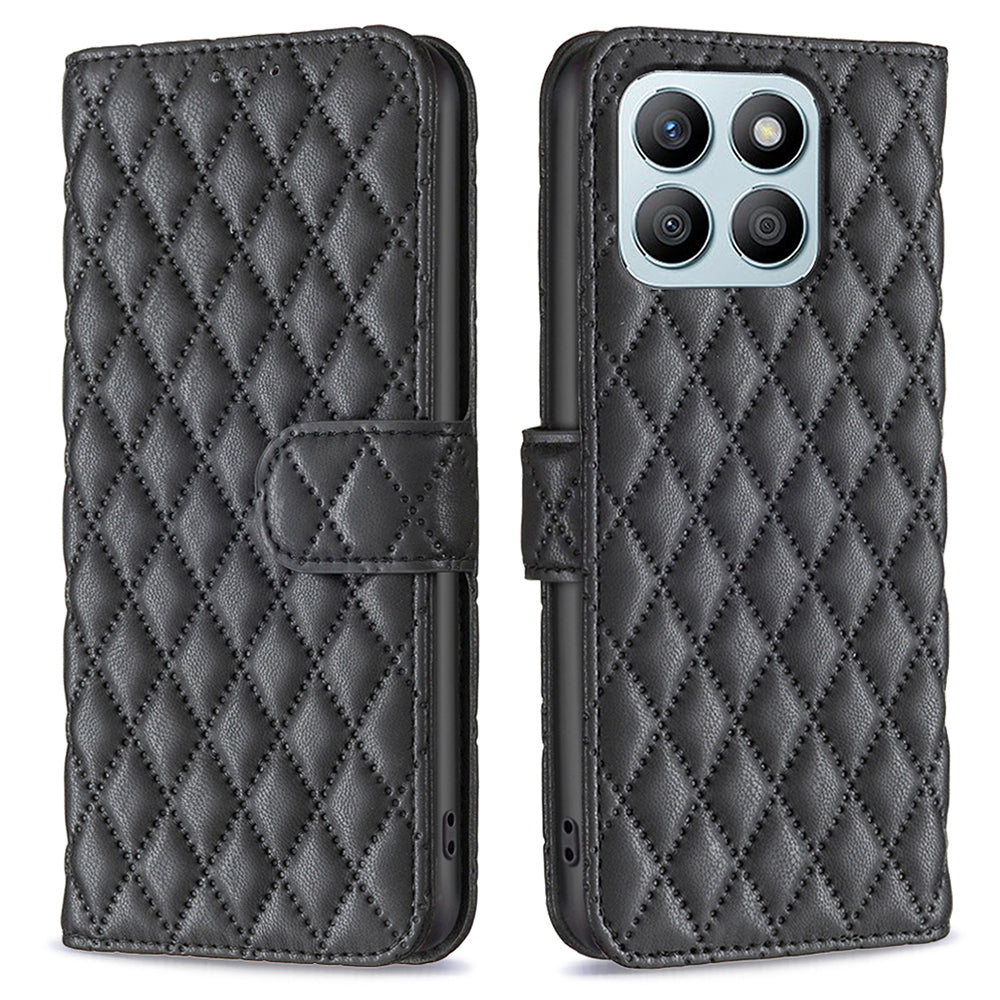 BINFEN COLOR BF Style-14 For Honor X8b 4G Leather Case Flip Wallet Phone Cover - Black