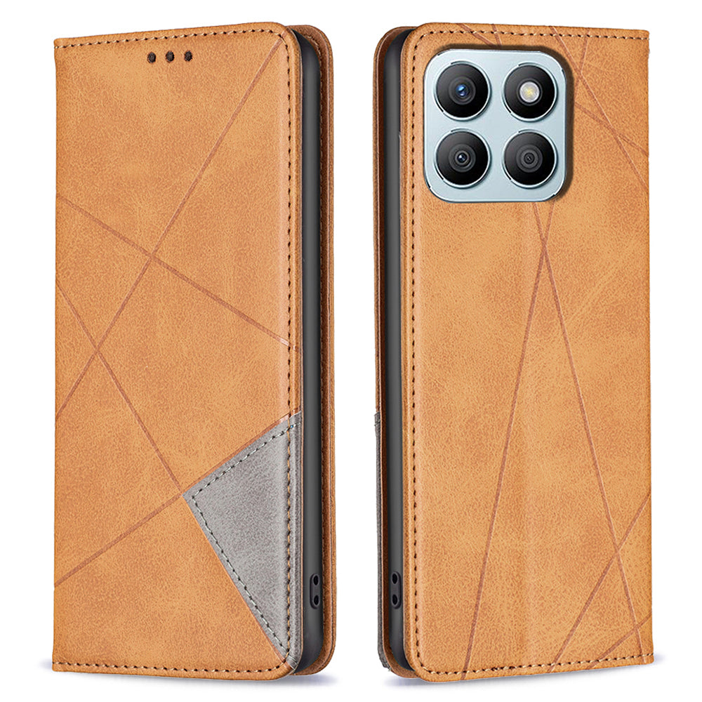 For Honor X8b 4G Phone Case Imprinted PU Leather Cover with Card Slots - Black