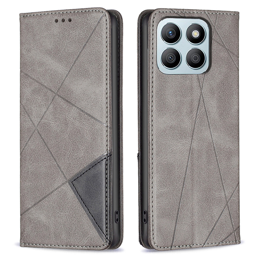For Honor X8b 4G Phone Case Imprinted PU Leather Cover with Card Slots - Black