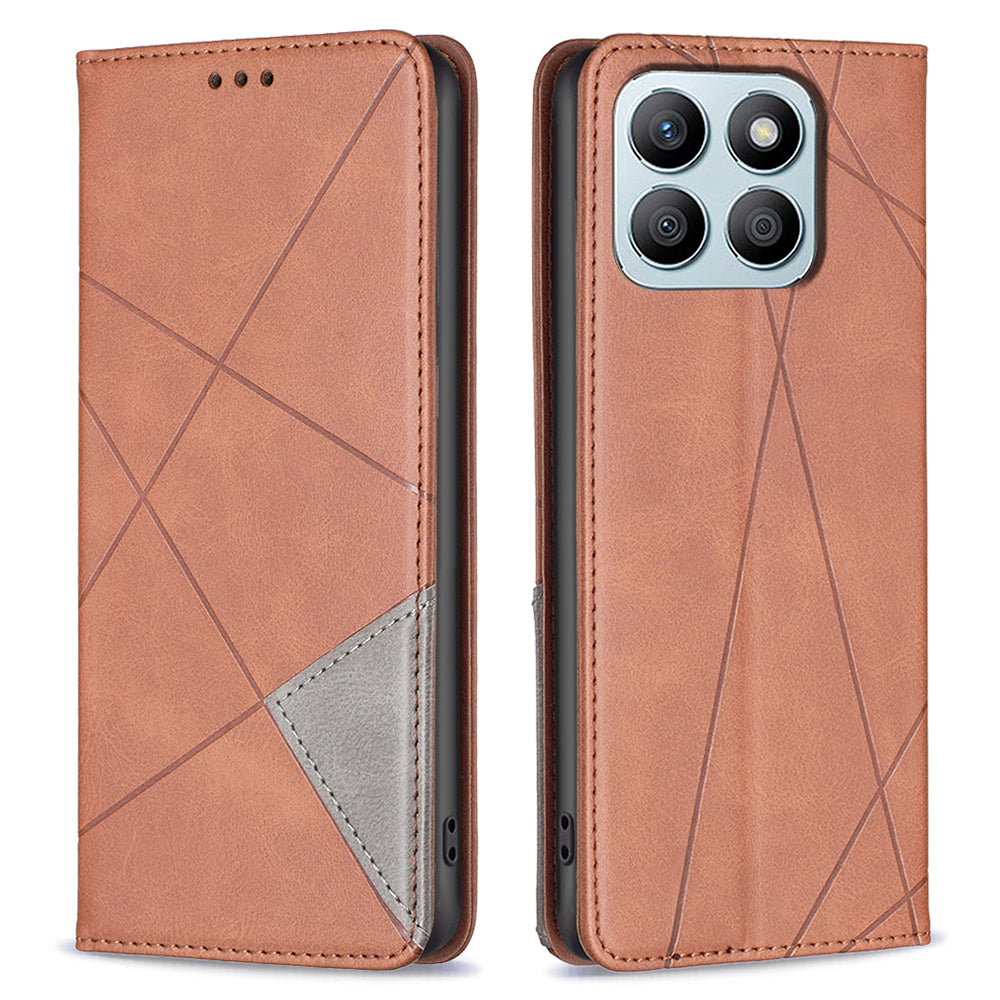 For Honor X8b 4G Phone Case Imprinted PU Leather Cover with Card Slots - Black