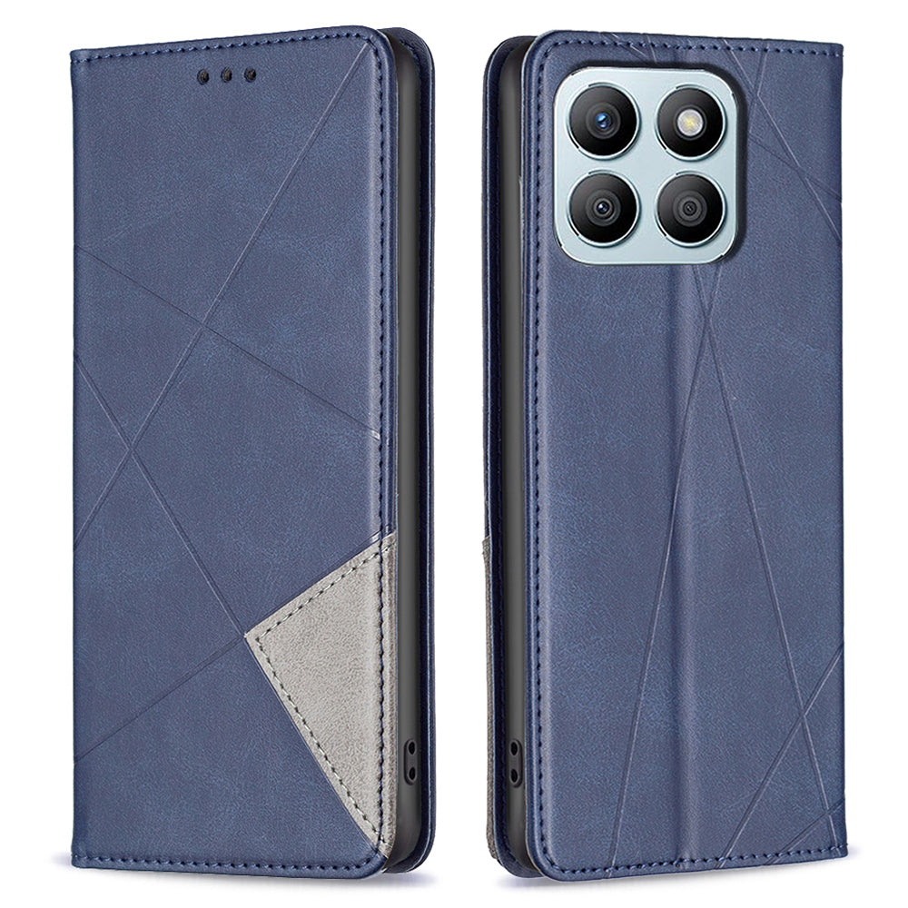 For Honor X8b 4G Phone Case Imprinted PU Leather Cover with Card Slots - Black