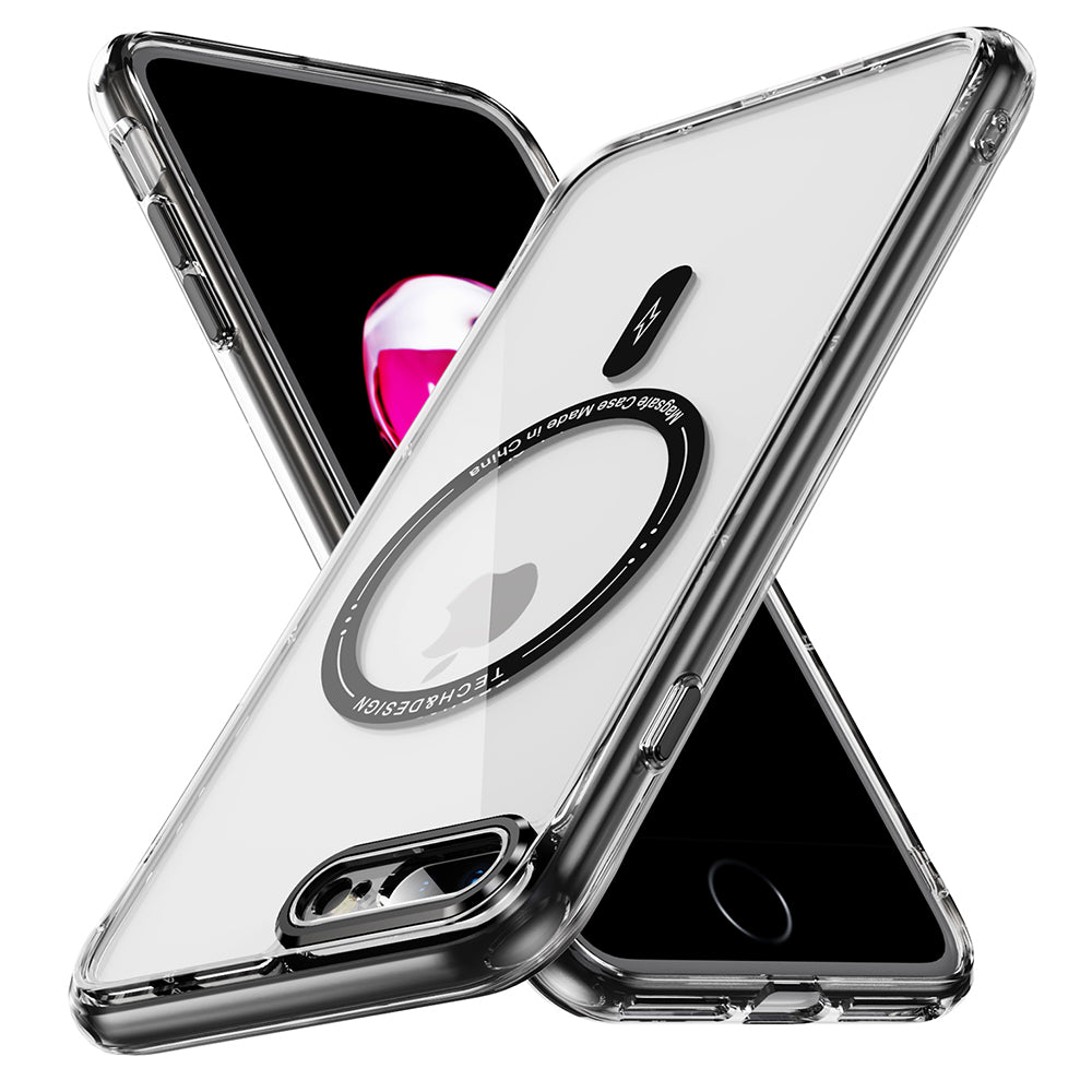 YSM Magnetic Case for iPhone 6 Plus / 6s Plus / 7 Plus / 8 Plus Clear Phone Back Cover - Transparent Black