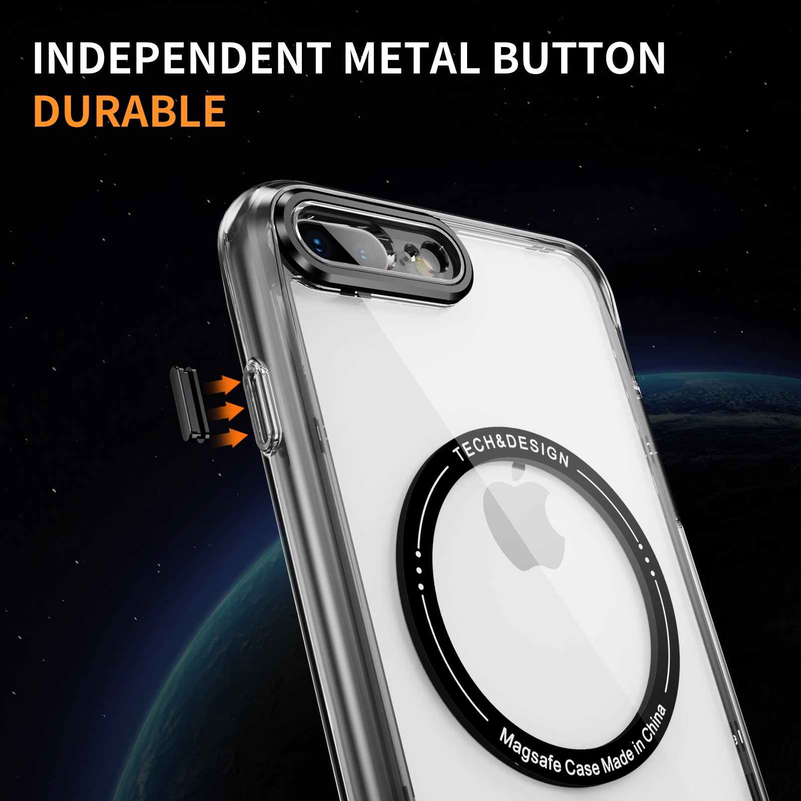 YSM Magnetic Case for iPhone 6 Plus / 6s Plus / 7 Plus / 8 Plus Clear Phone Back Cover - Transparent Black