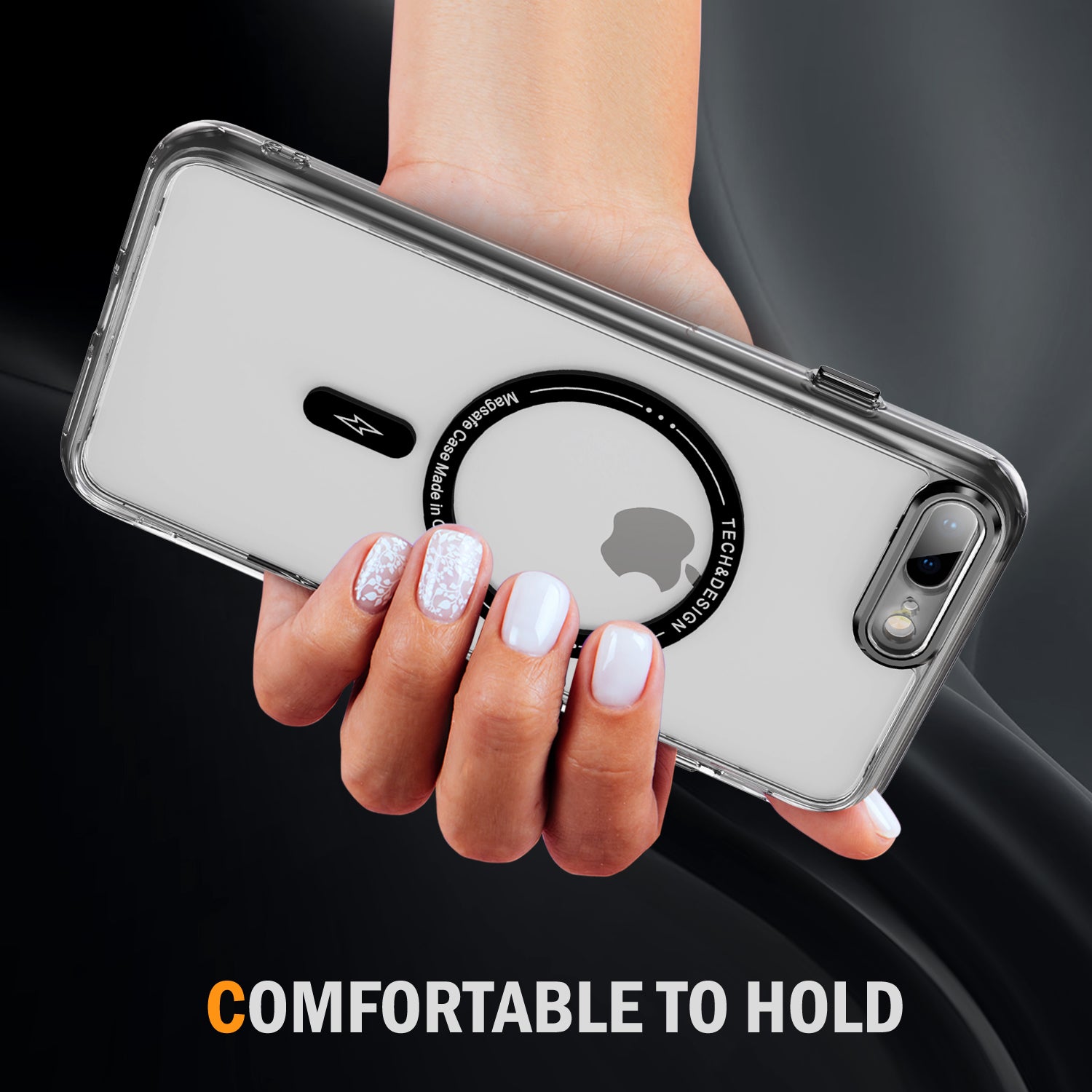 YSM Magnetic Case for iPhone 6 Plus / 6s Plus / 7 Plus / 8 Plus Clear Phone Back Cover - Transparent Black