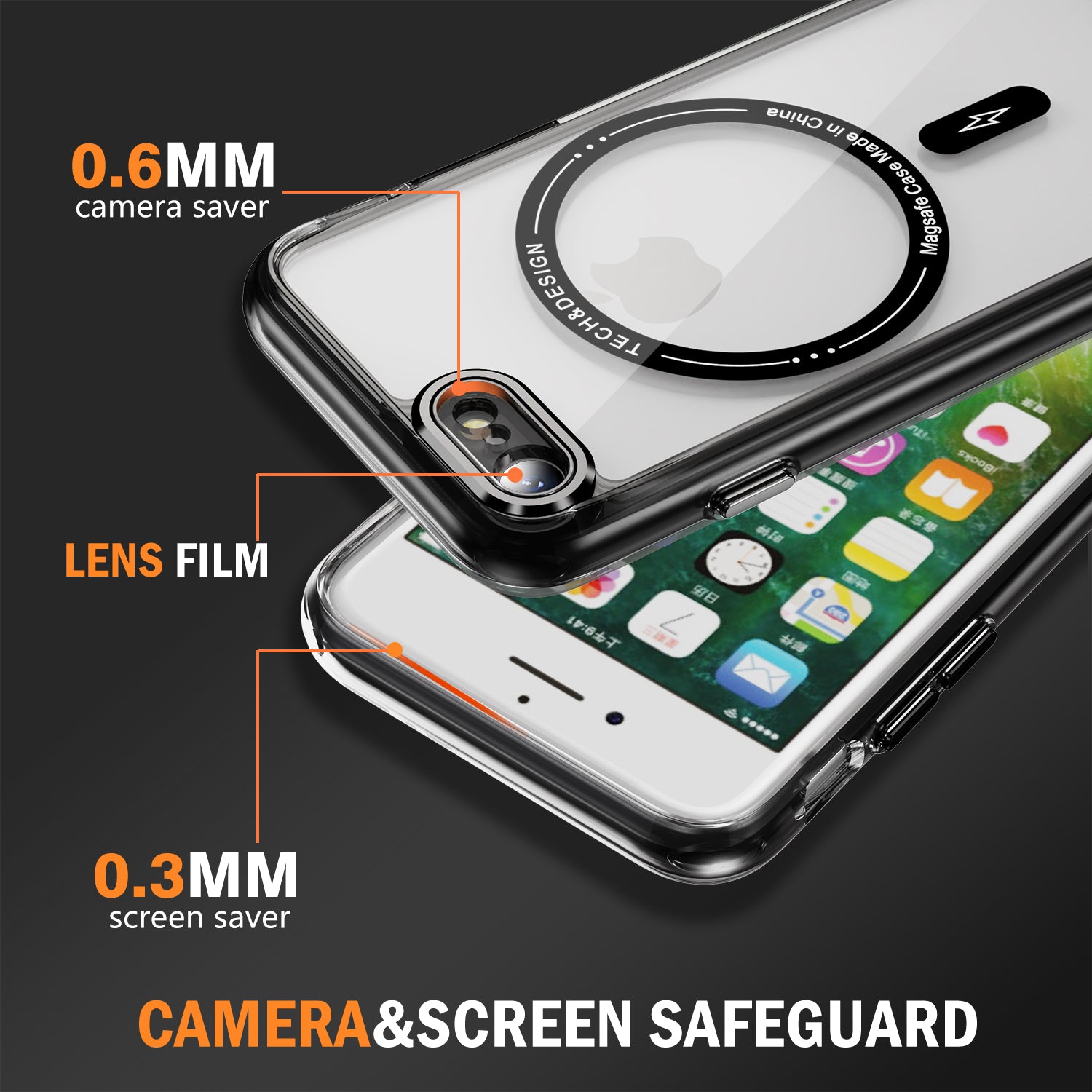 YSM Magnetic Case for iPhone 6 / 6s / 7 / 8 / SE (2020) / SE (2022) Acrylic+TPU Phone Cover Compatible with MagSafe - Transparent Black