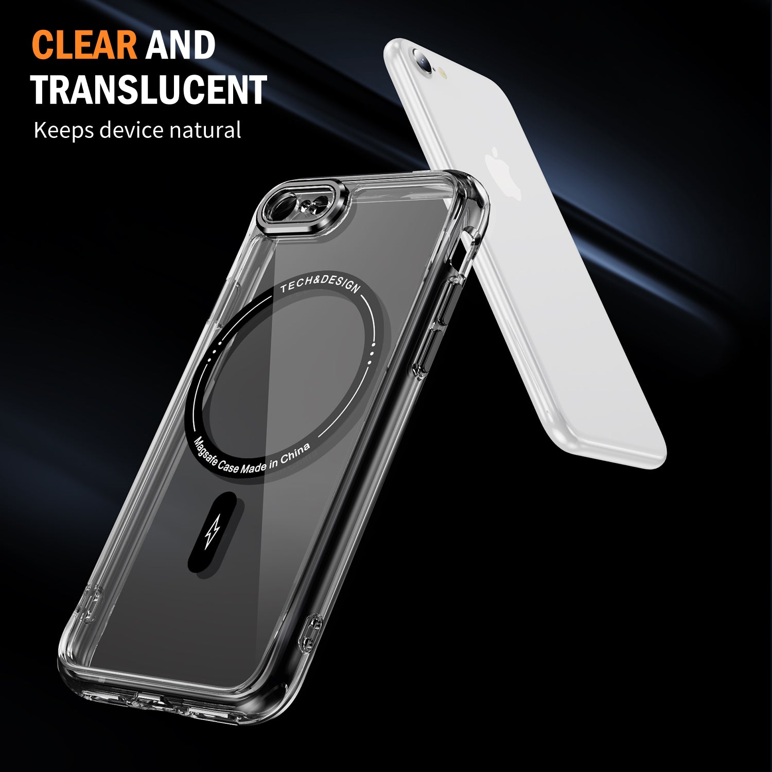 YSM Magnetic Case for iPhone 6 / 6s / 7 / 8 / SE (2020) / SE (2022) Acrylic+TPU Phone Cover Compatible with MagSafe - Transparent Black