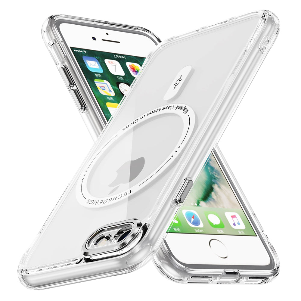 YSM Magnetic Case for iPhone 6 / 6s / 7 / 8 / SE (2020) / SE (2022) Acrylic+TPU Phone Cover Compatible with MagSafe - Transparent Black