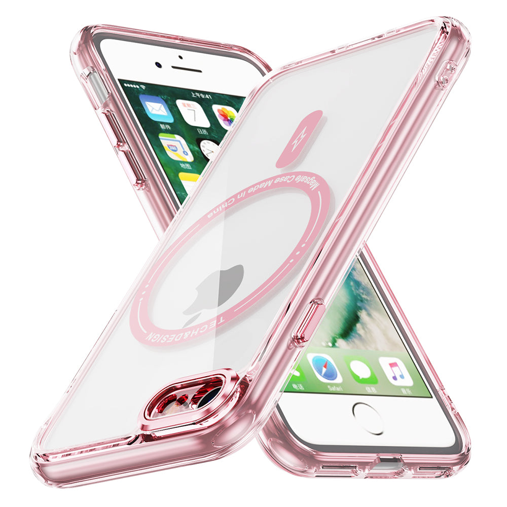 YSM Magnetic Case for iPhone 6 / 6s / 7 / 8 / SE (2020) / SE (2022) Acrylic+TPU Phone Cover Compatible with MagSafe - Transparent Black