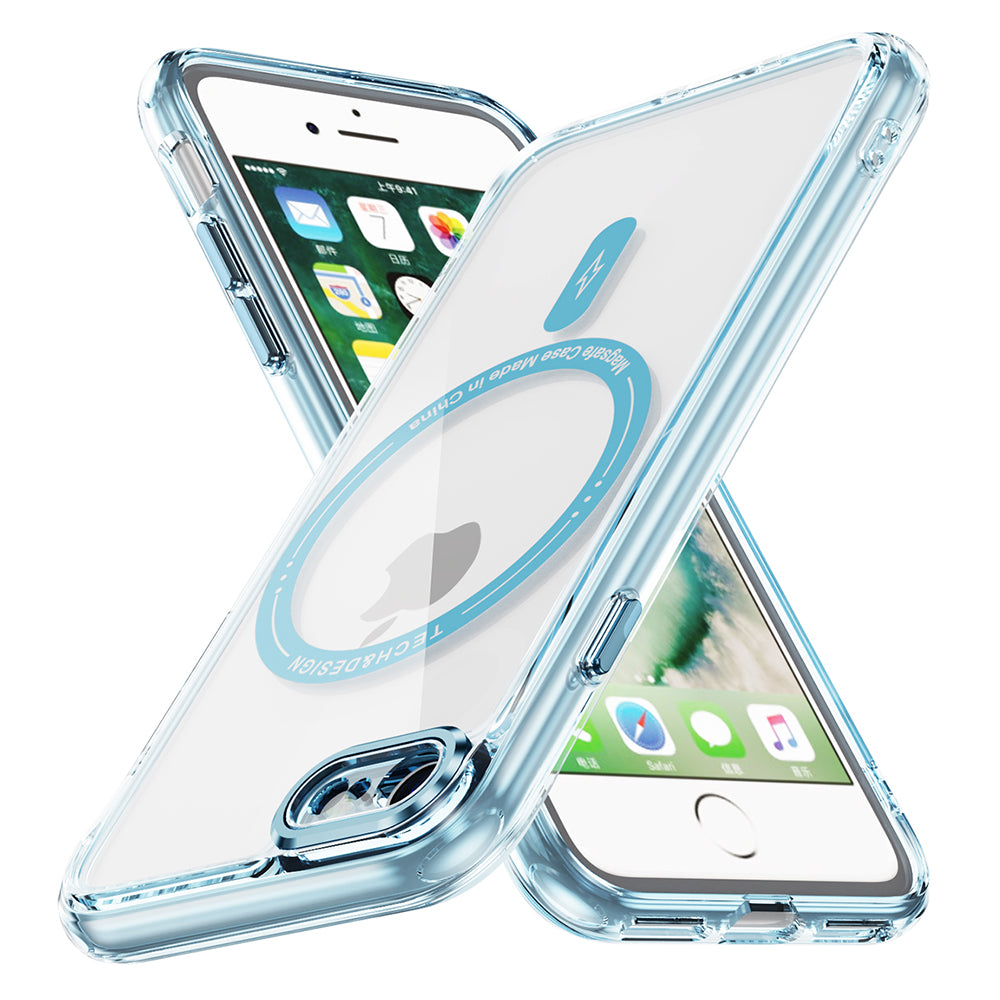 YSM Magnetic Case for iPhone 6 / 6s / 7 / 8 / SE (2020) / SE (2022) Acrylic+TPU Phone Cover Compatible with MagSafe - Transparent Black