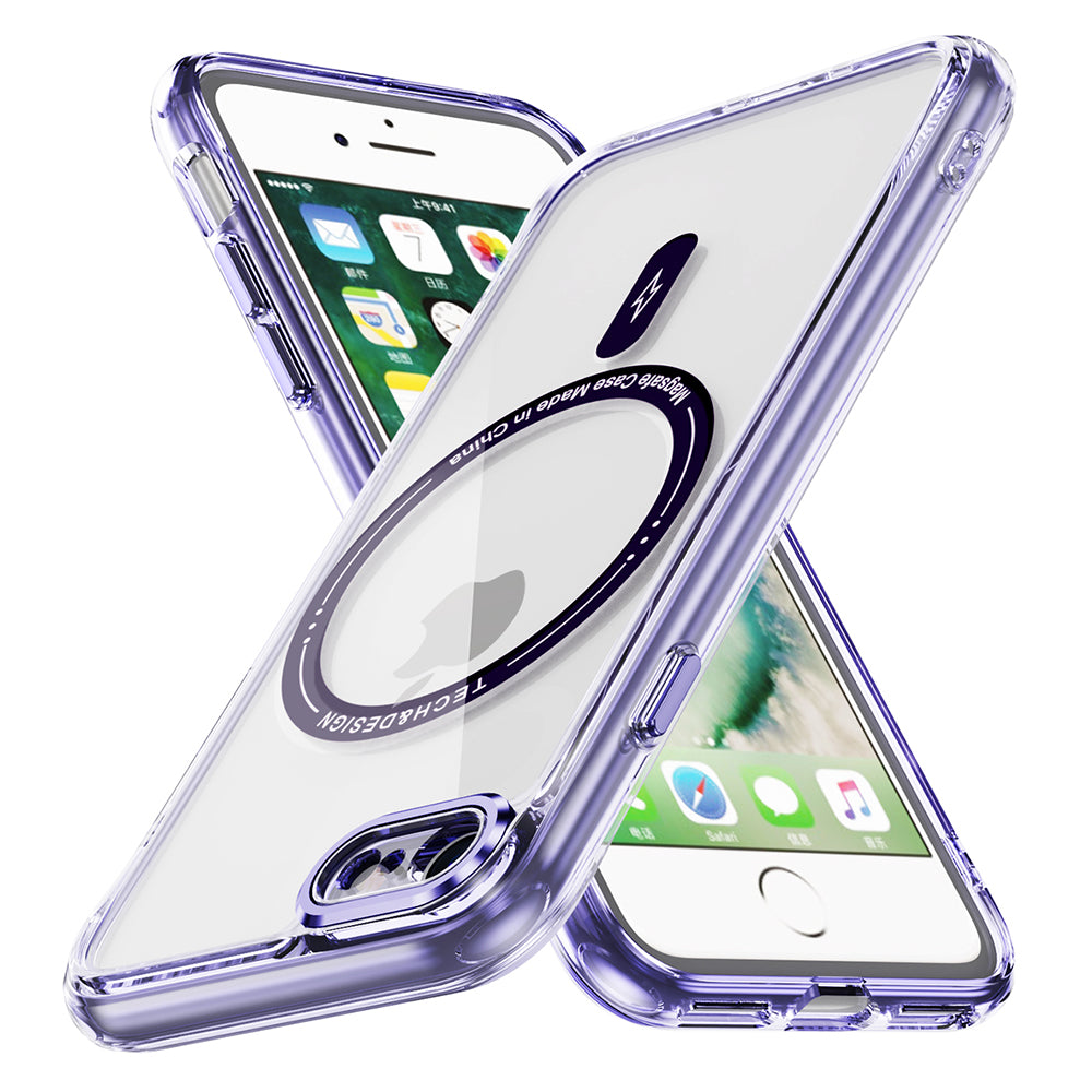 YSM Magnetic Case for iPhone 6 / 6s / 7 / 8 / SE (2020) / SE (2022) Acrylic+TPU Phone Cover Compatible with MagSafe - Transparent Black