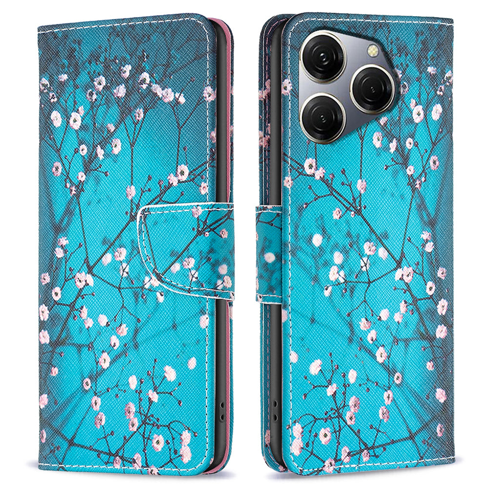 For Transsion Tecno Spark 20 Pro Case Wallet with Card Holder Pattern PU Leather Phone Cover - Bear