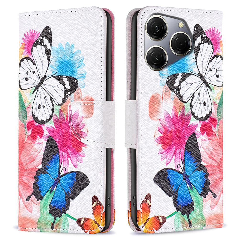 For Transsion Tecno Spark 20 Pro Case Wallet with Card Holder Pattern PU Leather Phone Cover - Bear