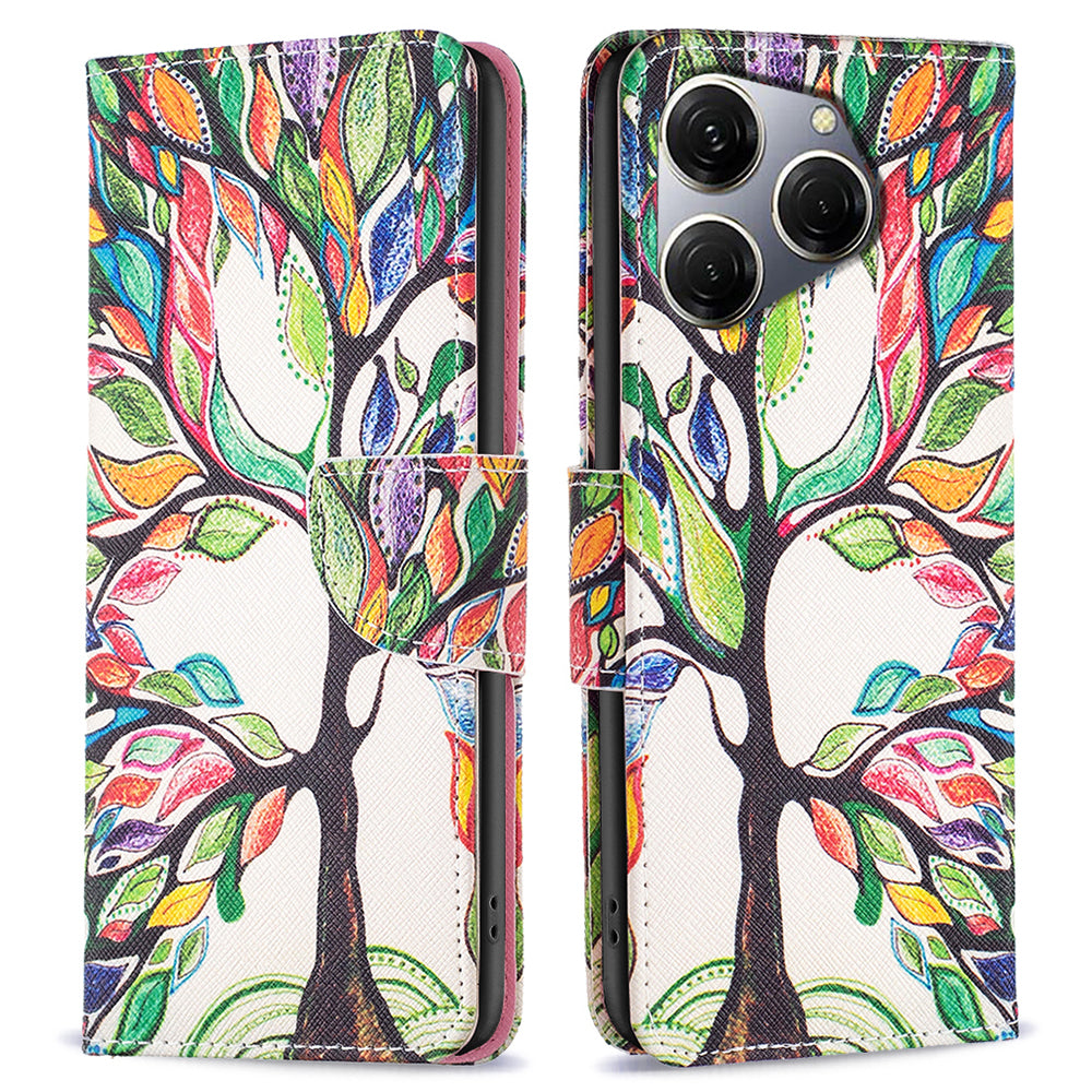 For Transsion Tecno Spark 20 Pro Case Wallet with Card Holder Pattern PU Leather Phone Cover - Bear