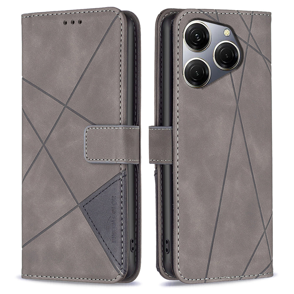 BINFEN COLOR BF05 For Transsion Tecno Spark 20 Pro Leather Case Stand Wallet Cover - Black
