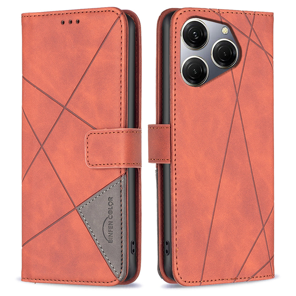 BINFEN COLOR BF05 For Transsion Tecno Spark 20 Pro Leather Case Stand Wallet Cover - Black