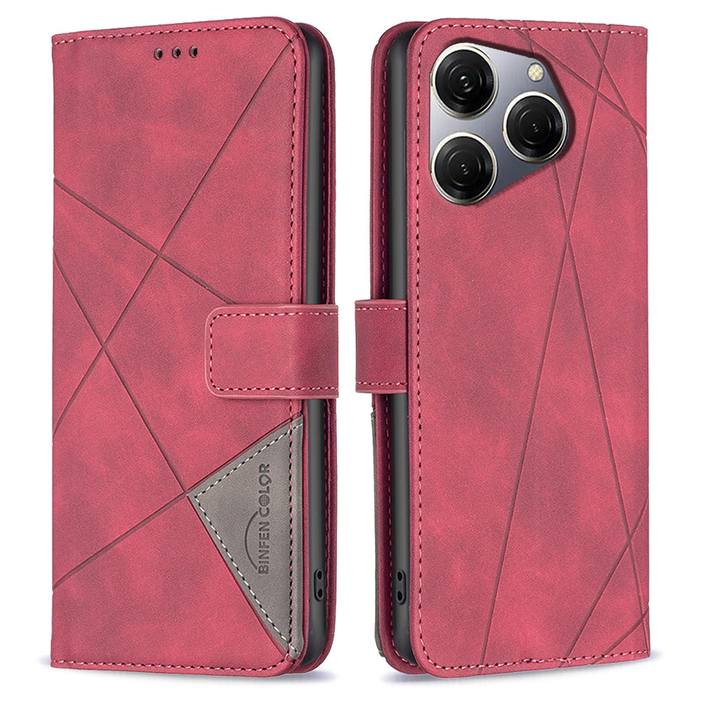 BINFEN COLOR BF05 For Transsion Tecno Spark 20 Pro Leather Case Stand Wallet Cover - Black