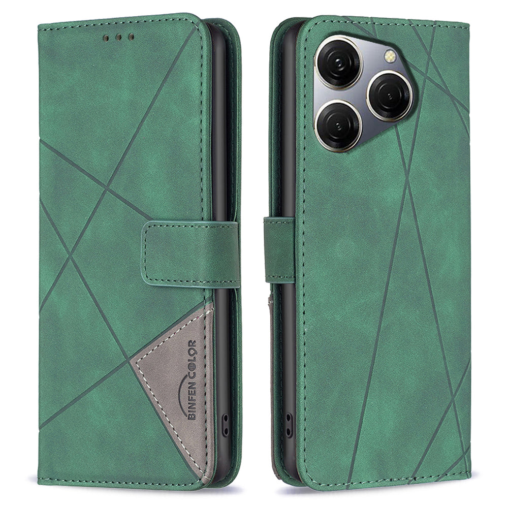 BINFEN COLOR BF05 For Transsion Tecno Spark 20 Pro Leather Case Stand Wallet Cover - Black