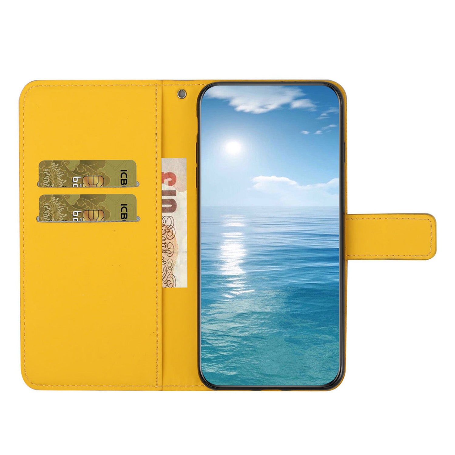 For Samsung Galaxy A55 5G Case PU Leather+TPU Ethnic Style Phone Wallet Cover - Yellow