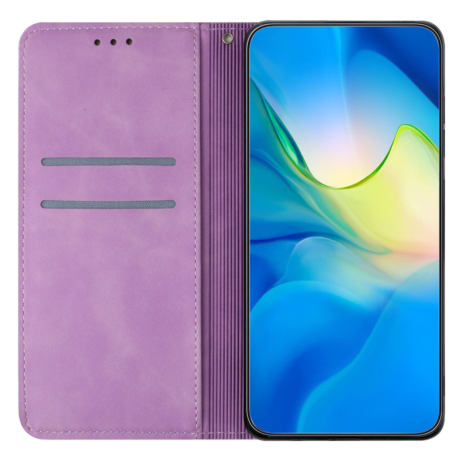 For Samsung Galaxy A55 5G Cell Phone Case Imprinted PU Leather+TPU Wallet Stand Cover - Purple