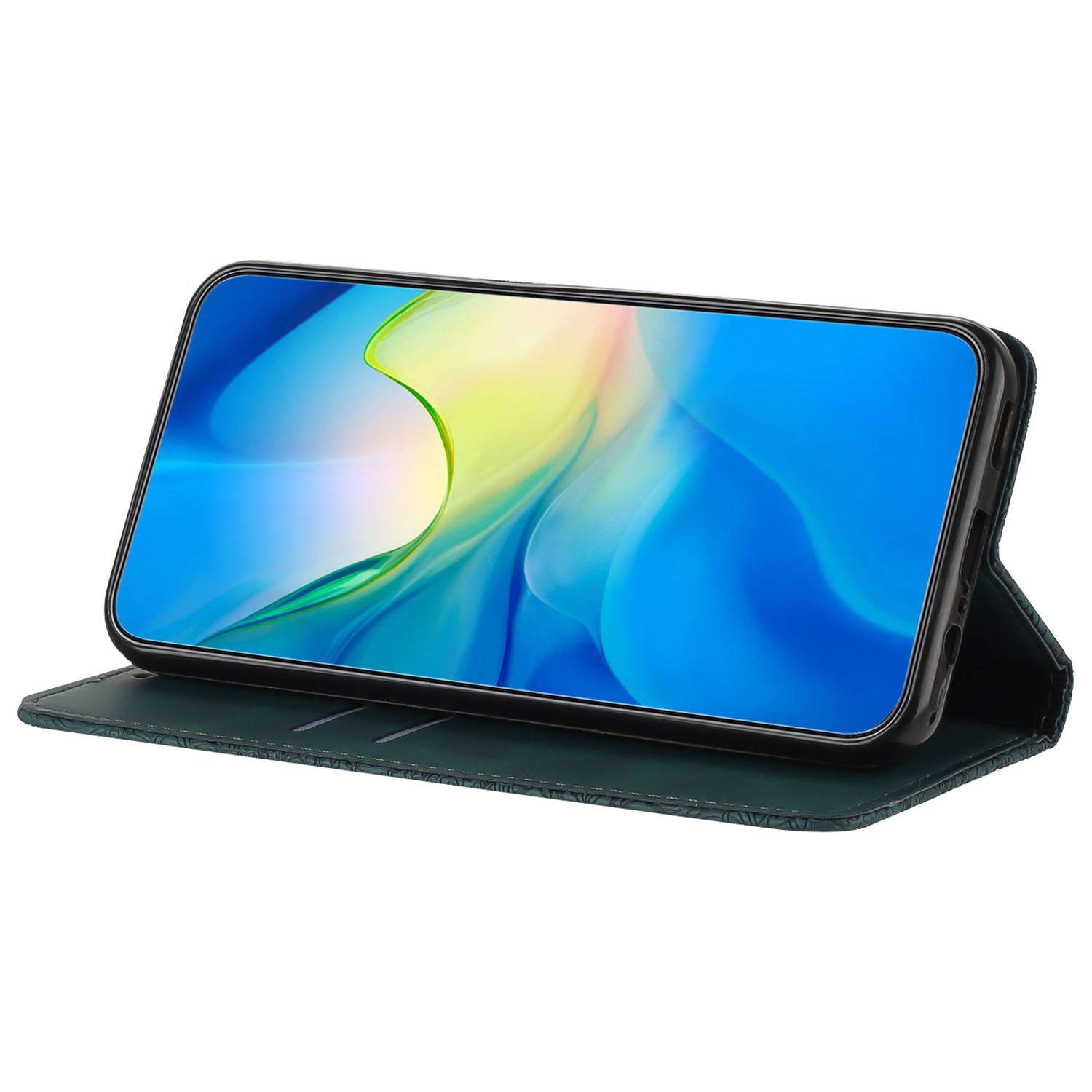 For Samsung Galaxy A35 5G Magnetic Phone Case Imprinted PU Leather Wallet Cover - Blue