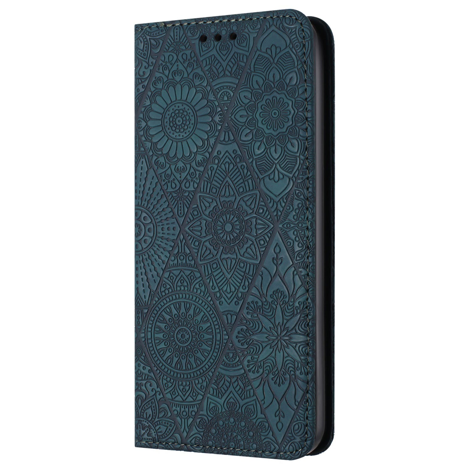 For Samsung Galaxy A35 5G Magnetic Phone Case Imprinted PU Leather Wallet Cover - Blue