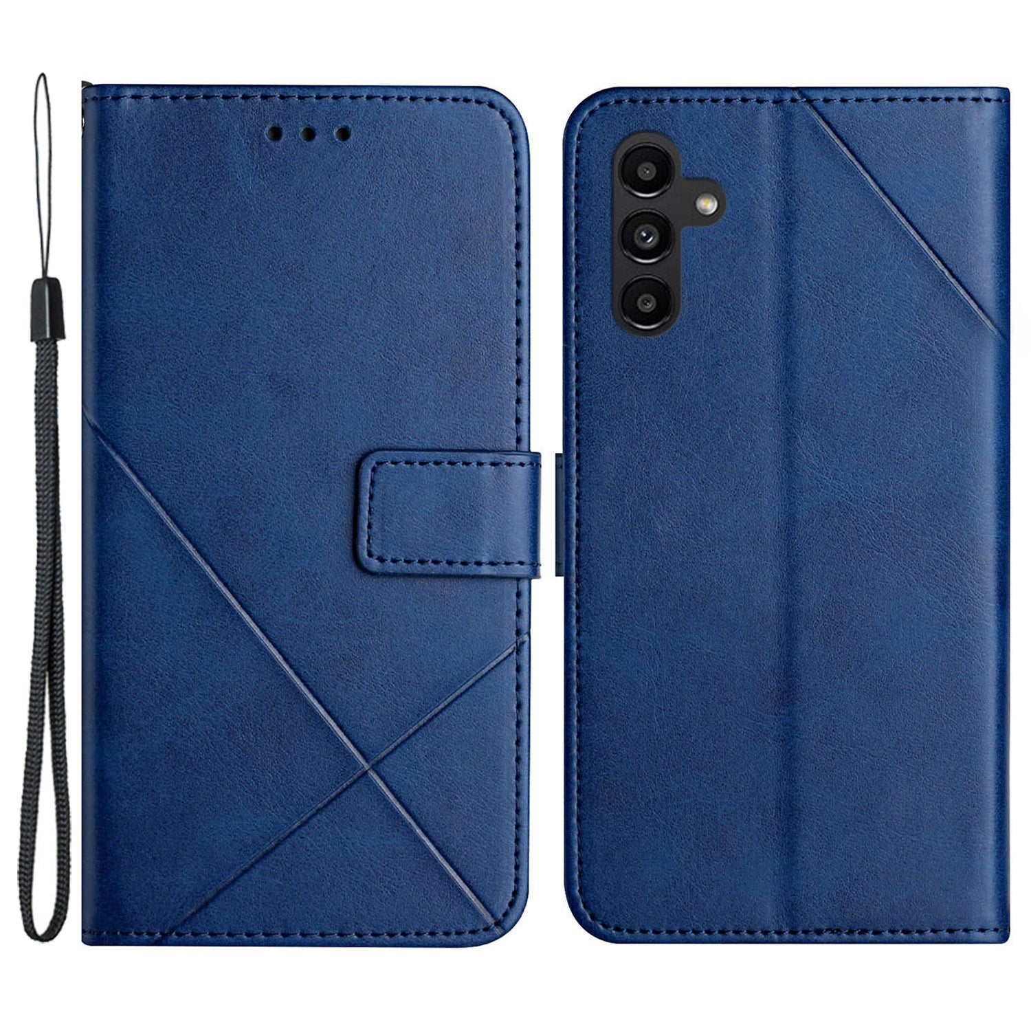 For Samsung Galaxy A35 5G Phone Cover Imprinted Anti-fall Leather Wallet Stand Case - Blue