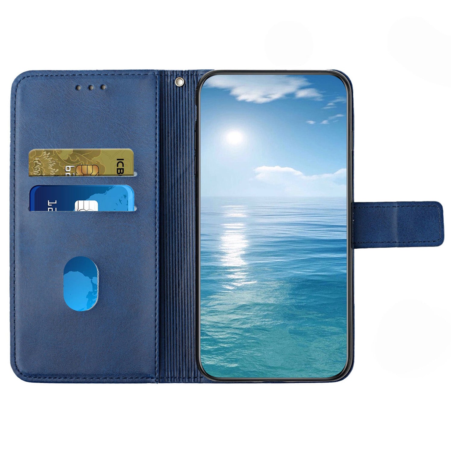 For Samsung Galaxy A35 5G Phone Cover Imprinted Anti-fall Leather Wallet Stand Case - Blue