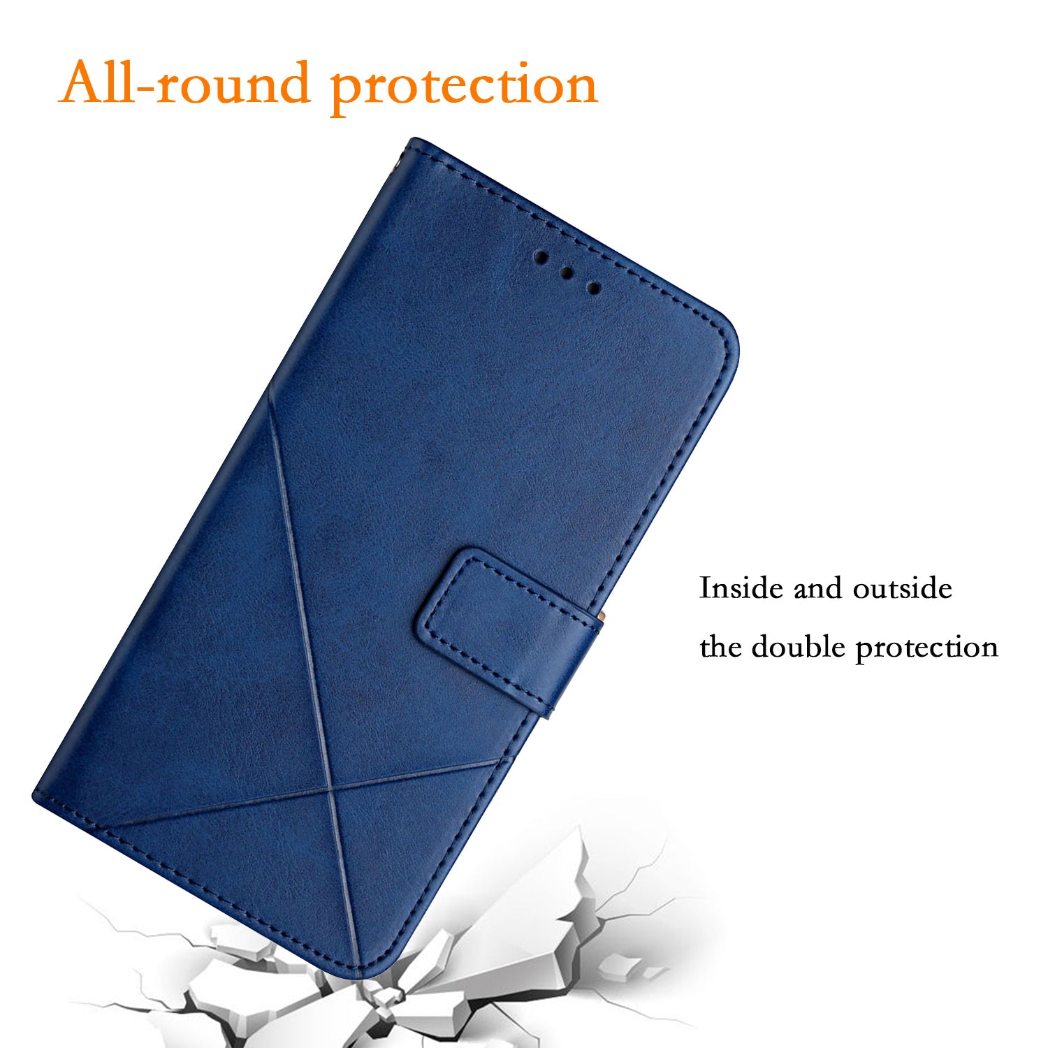 For Samsung Galaxy A35 5G Phone Cover Imprinted Anti-fall Leather Wallet Stand Case - Blue