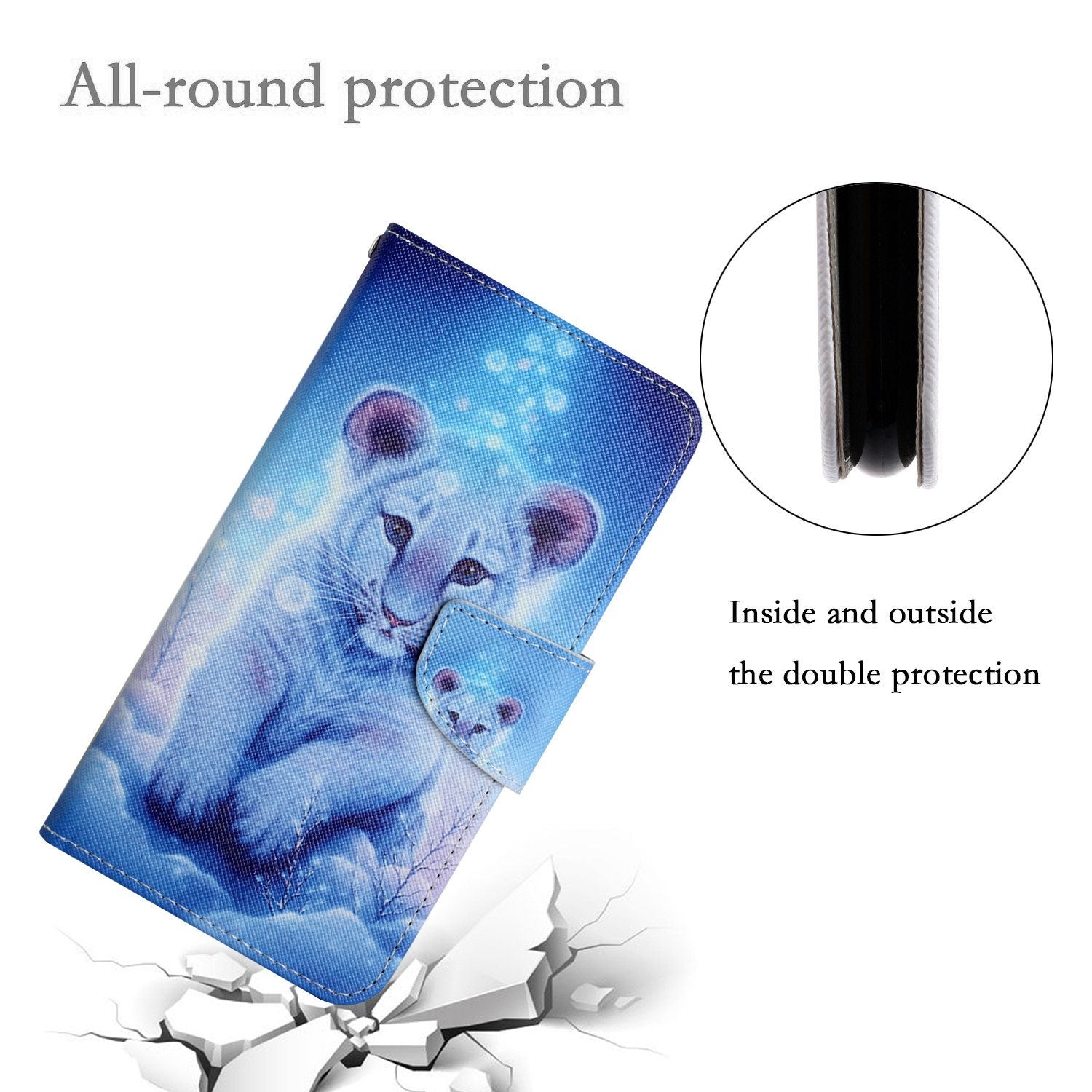 Leather Case for Samsung Galaxy A55 5G Shell Pattern Print Design Wallet Phone Cover - Leopard