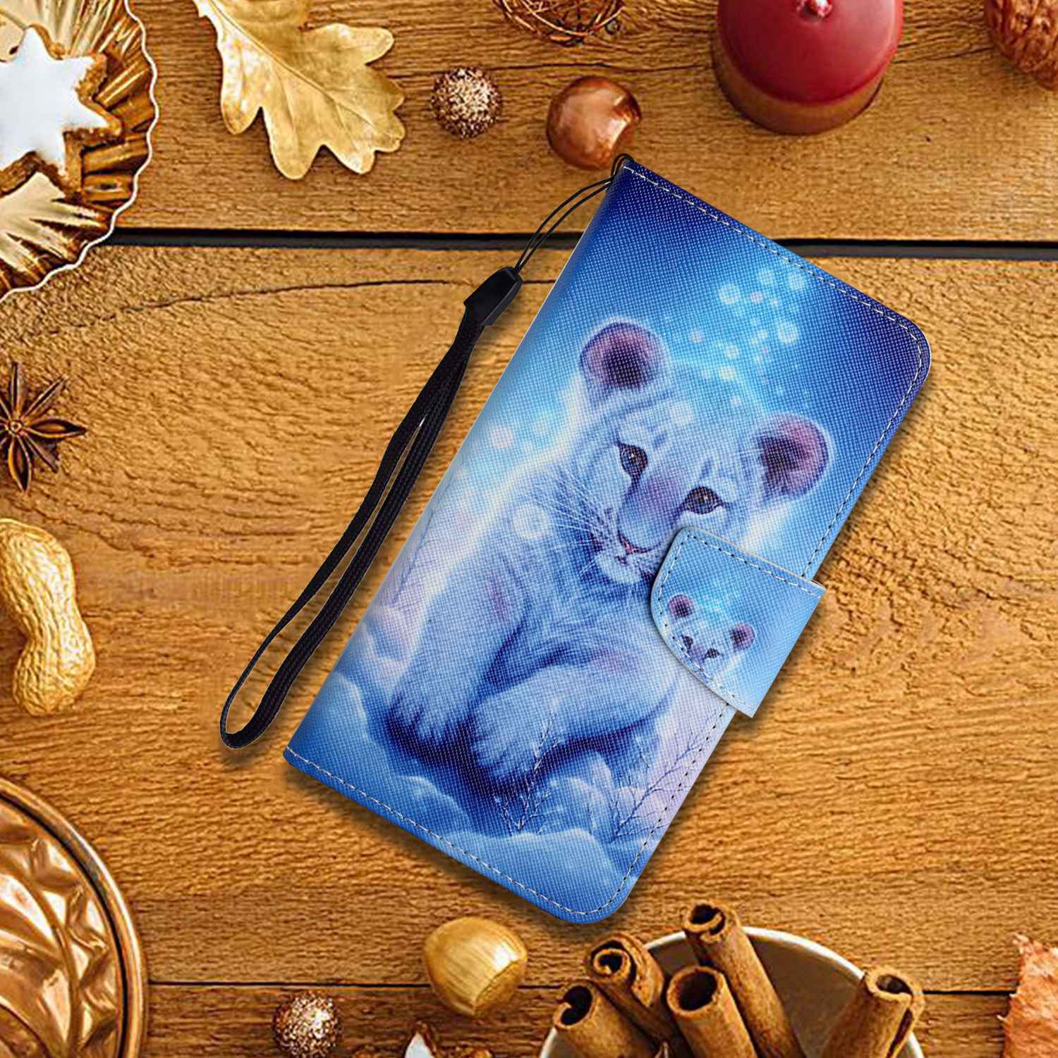 Leather Case for Samsung Galaxy A55 5G Shell Pattern Print Design Wallet Phone Cover - Leopard