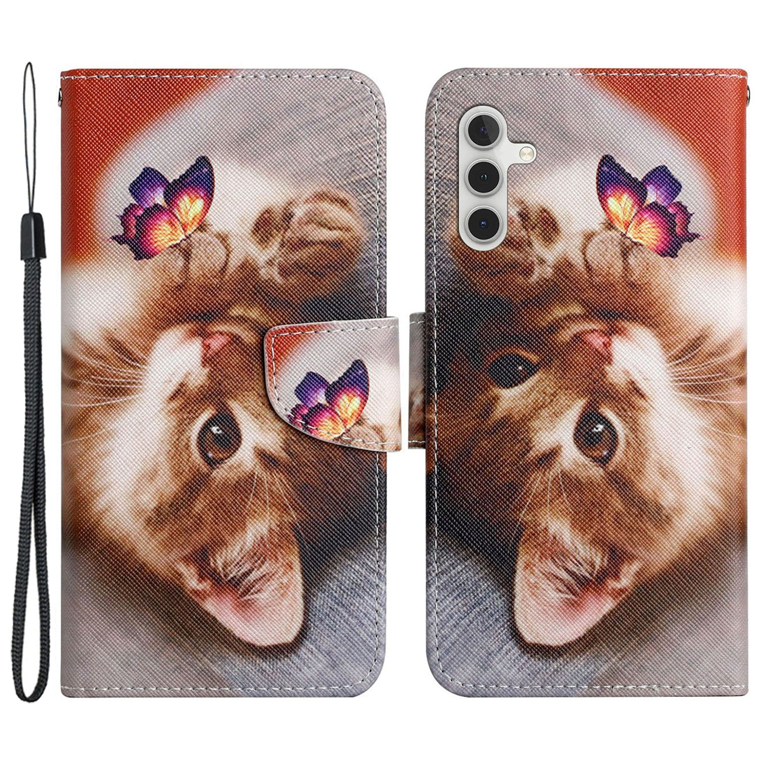Leather Case for Samsung Galaxy A55 5G Shell Pattern Print Design Wallet Phone Cover - Leopard