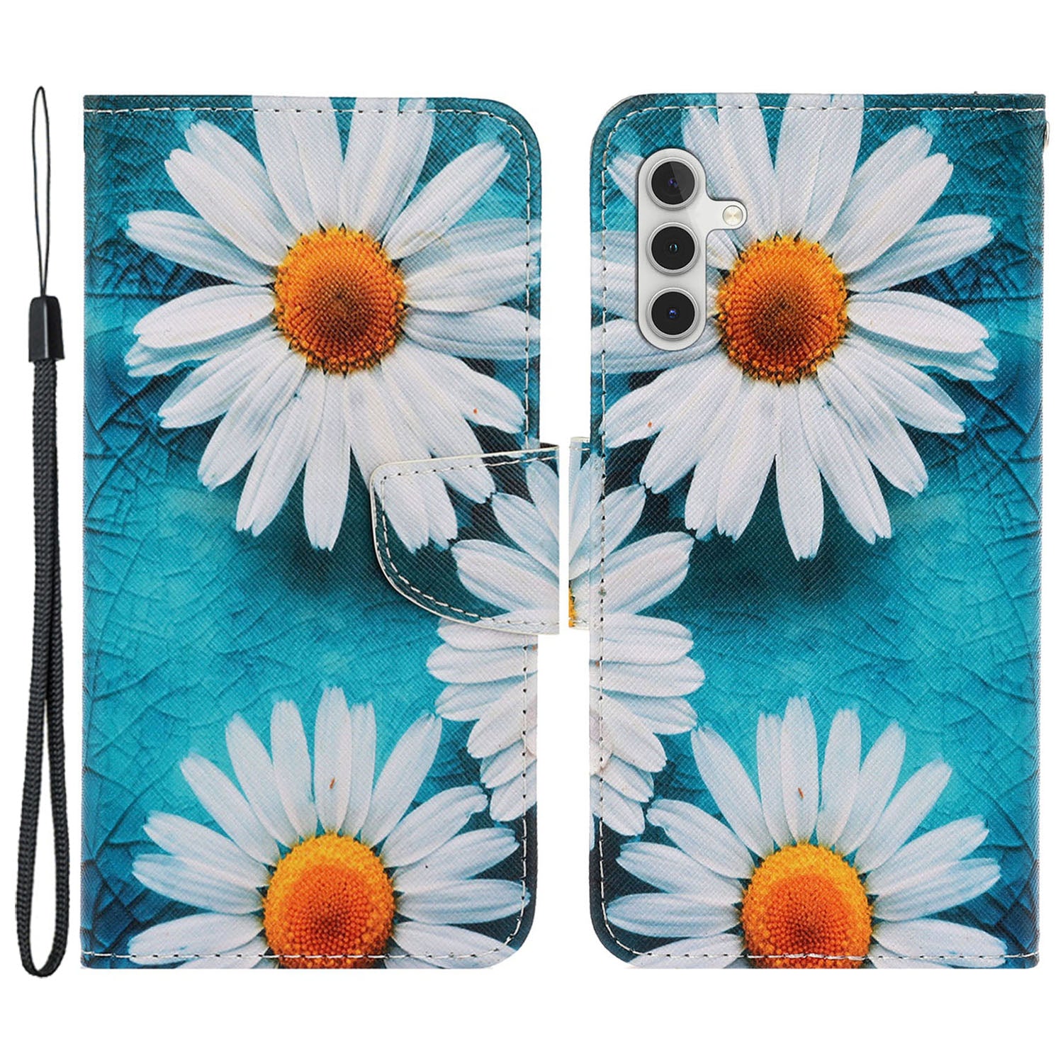 Leather Case for Samsung Galaxy A55 5G Shell Pattern Print Design Wallet Phone Cover - Leopard