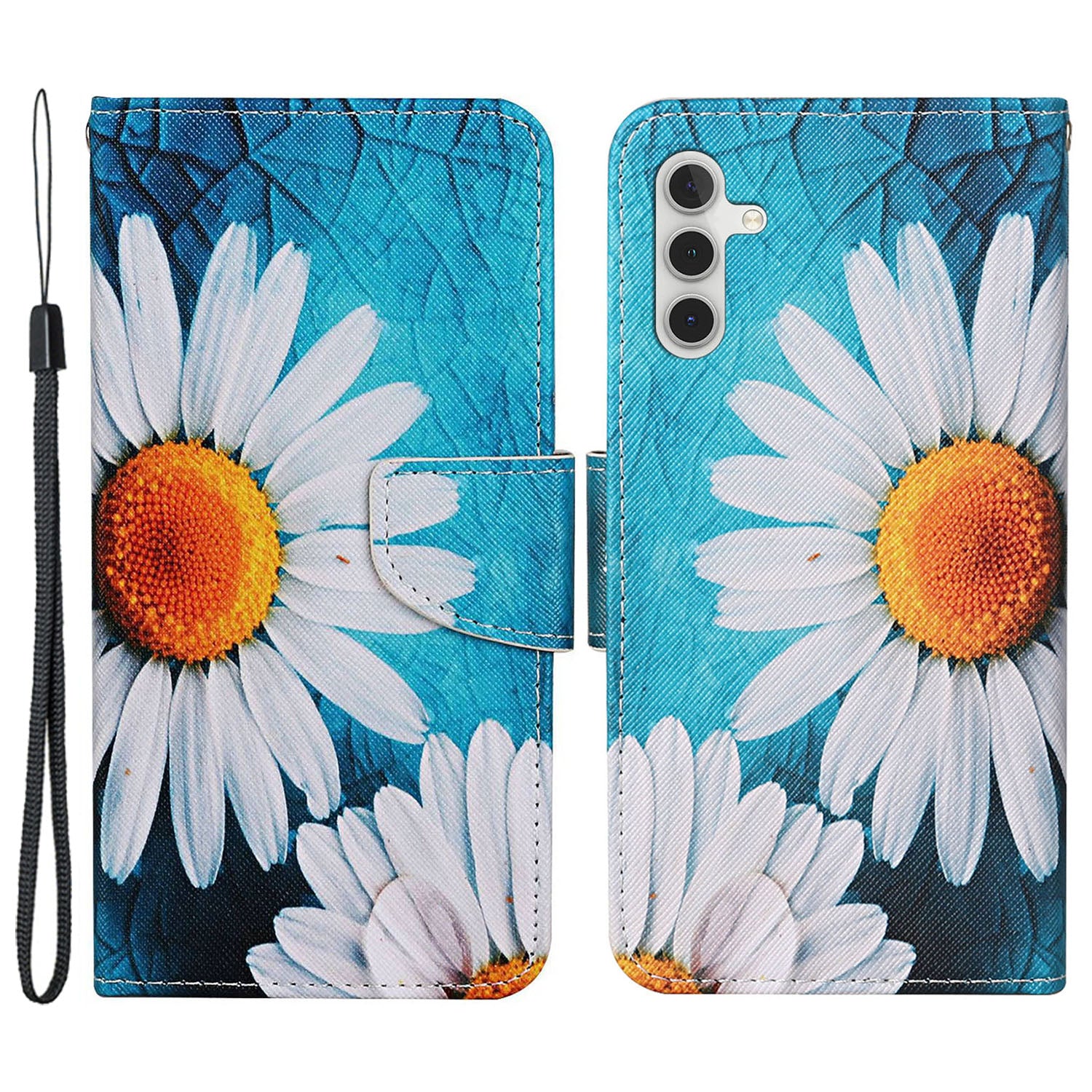 Leather Case for Samsung Galaxy A55 5G Shell Pattern Print Design Wallet Phone Cover - Leopard