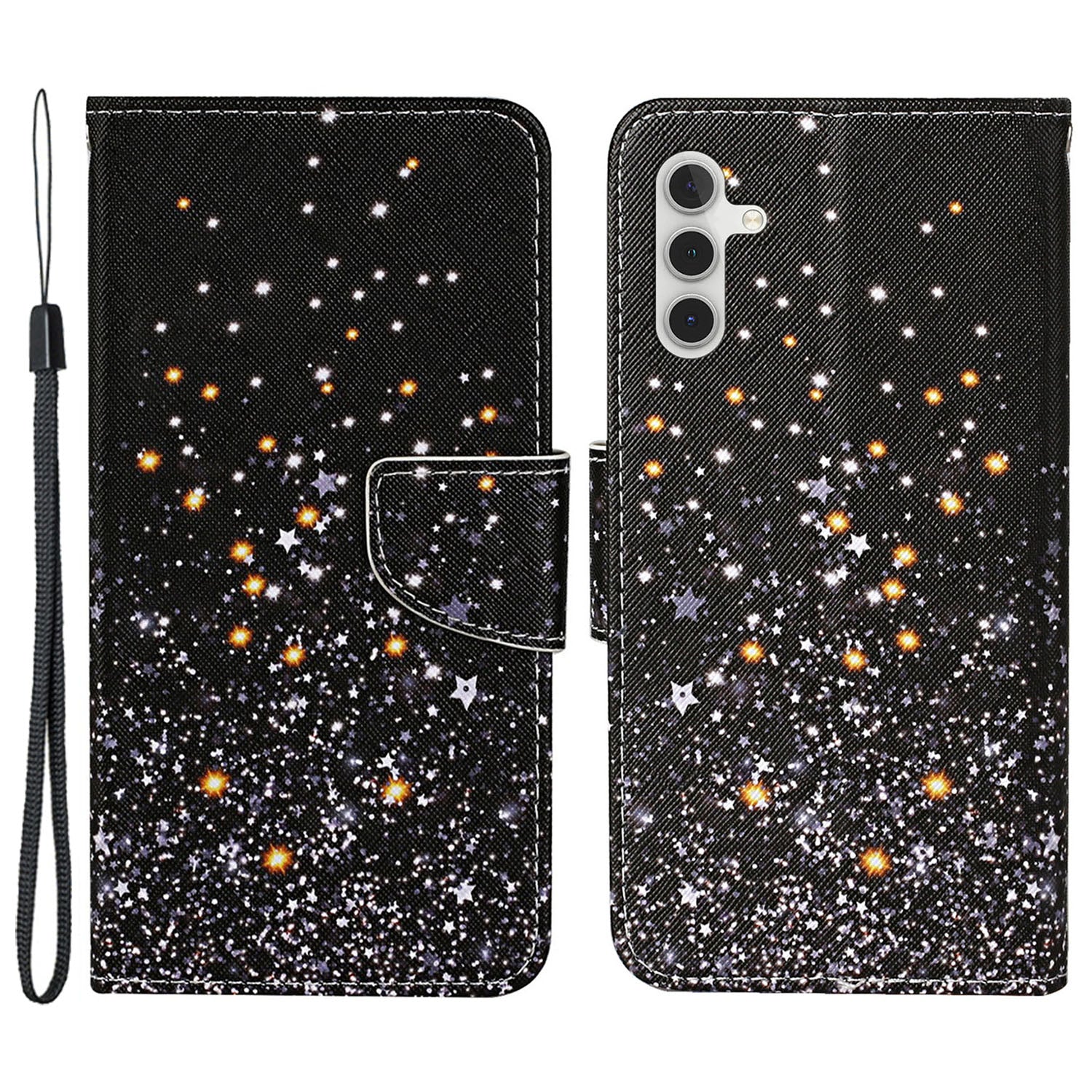 Leather Case for Samsung Galaxy A55 5G Shell Pattern Print Design Wallet Phone Cover - Leopard