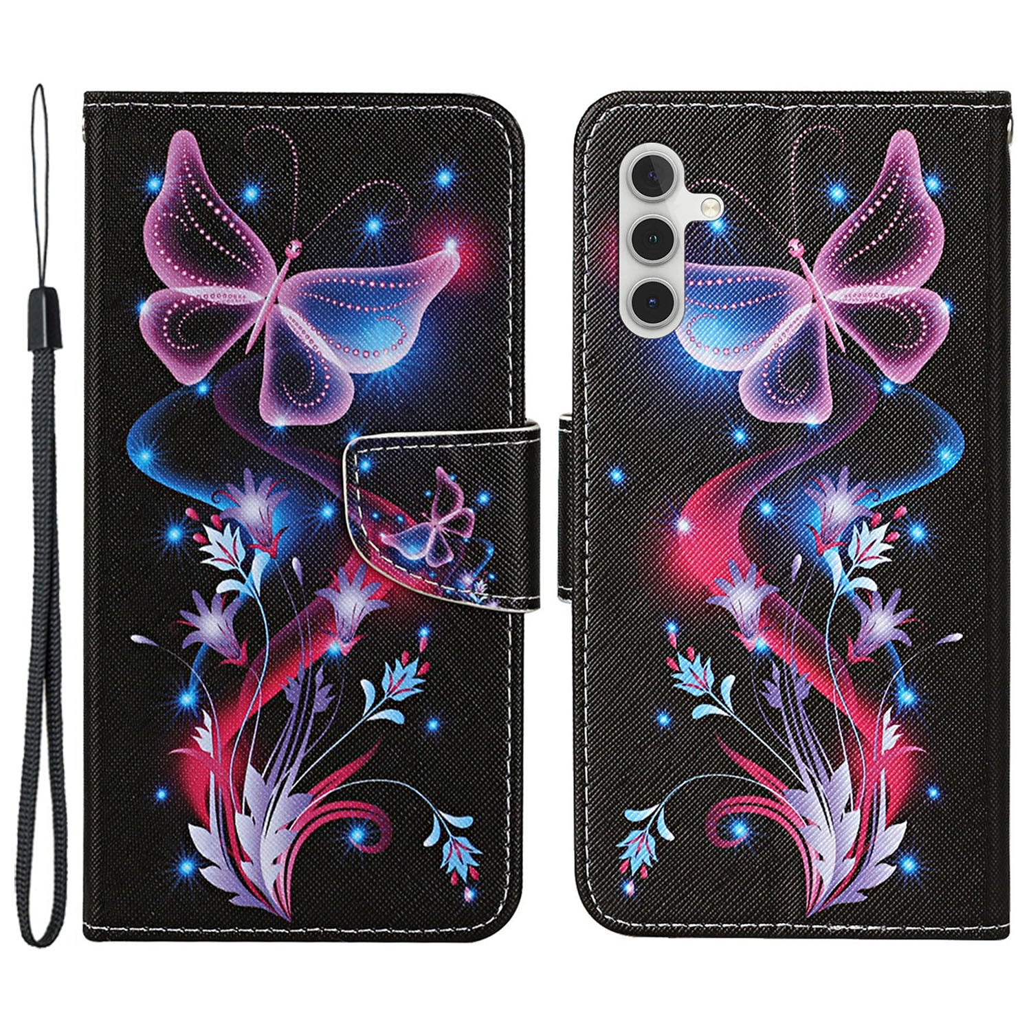 Leather Case for Samsung Galaxy A55 5G Shell Pattern Print Design Wallet Phone Cover - Leopard