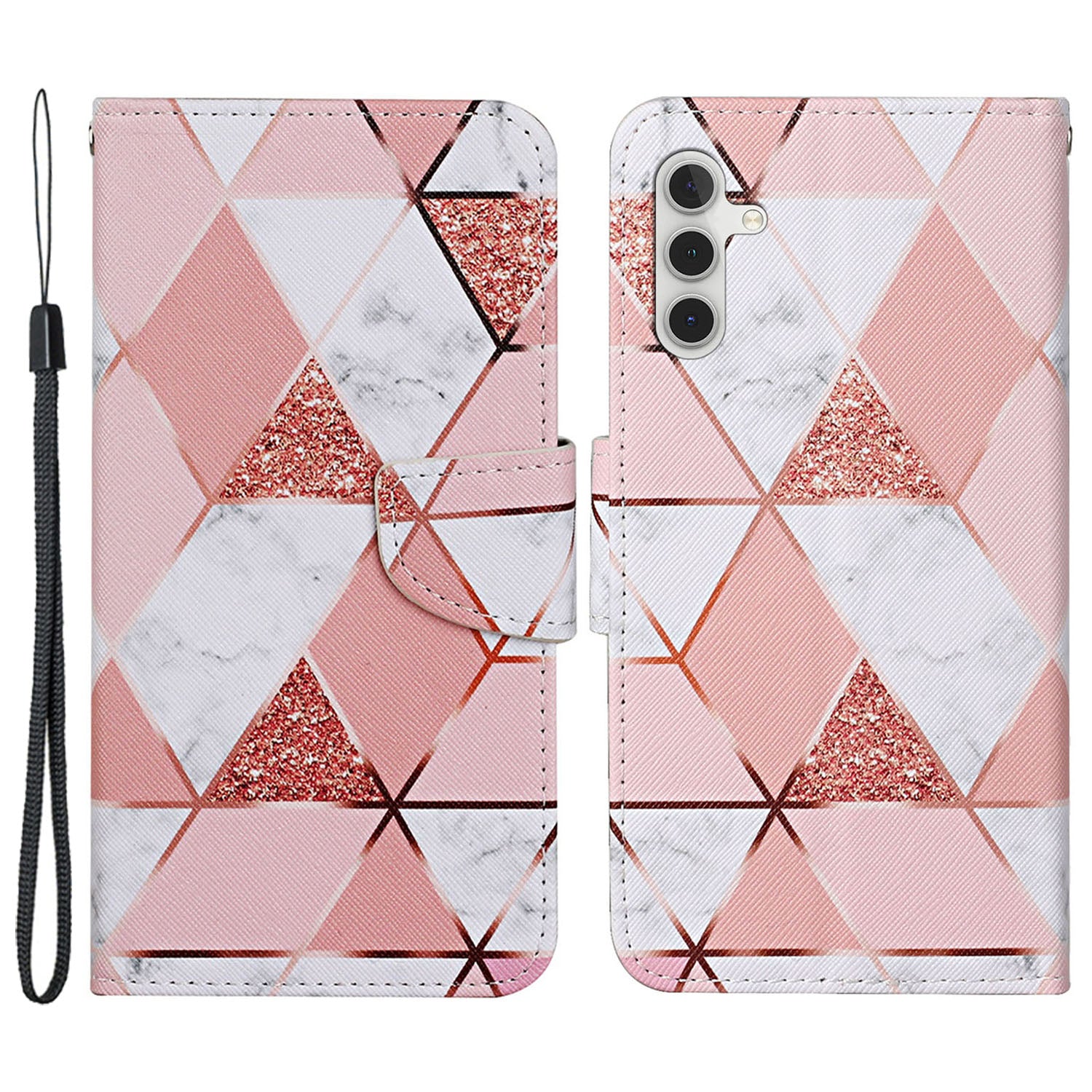 Leather Case for Samsung Galaxy A55 5G Shell Pattern Print Design Wallet Phone Cover - Leopard