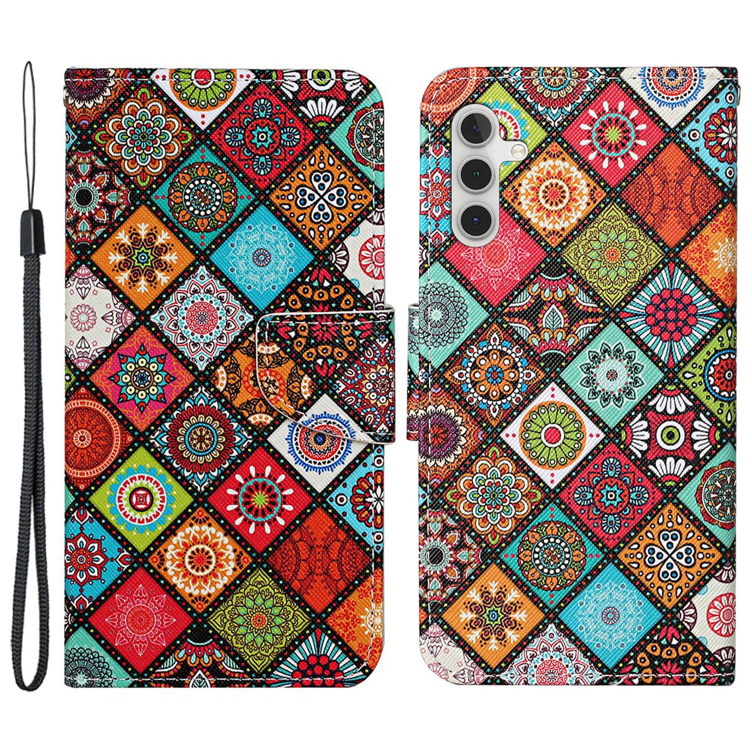 Leather Case for Samsung Galaxy A55 5G Shell Pattern Print Design Wallet Phone Cover - Leopard