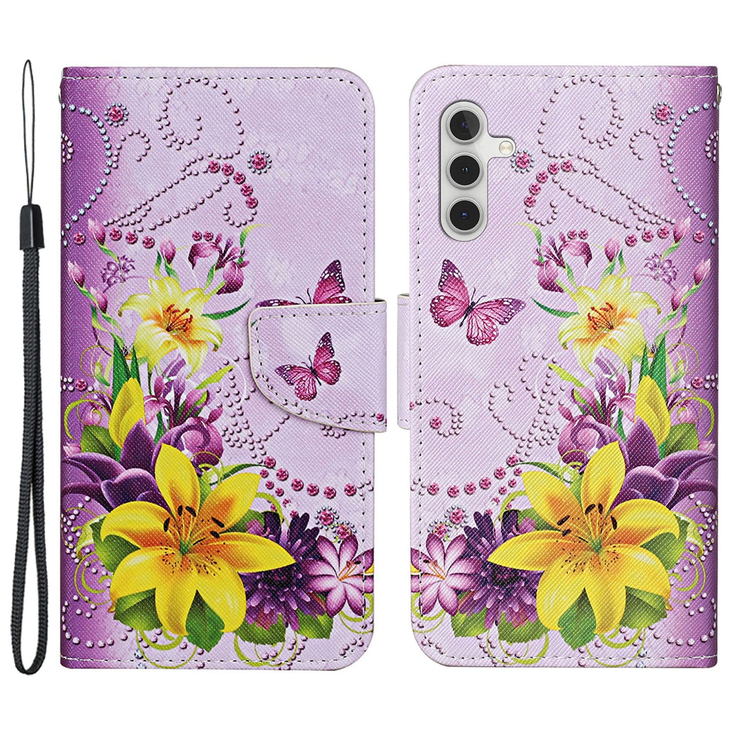 Leather Case for Samsung Galaxy A55 5G Shell Pattern Print Design Wallet Phone Cover - Leopard